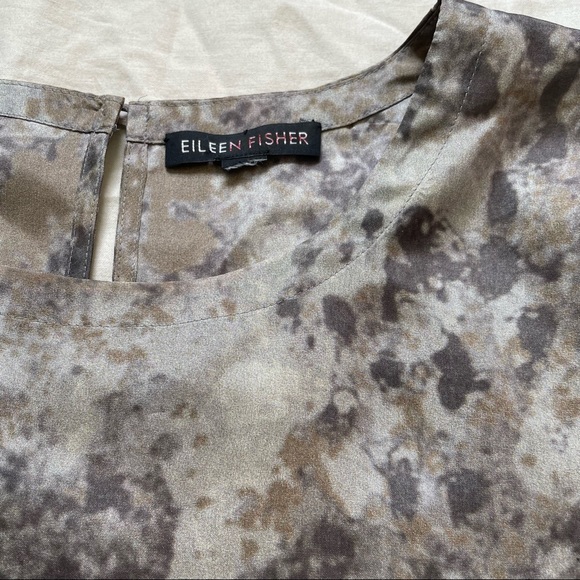 Eileen Fisher Grey Brown Seaspray silk short sleeve T-shirt top - Picture 4 of 7